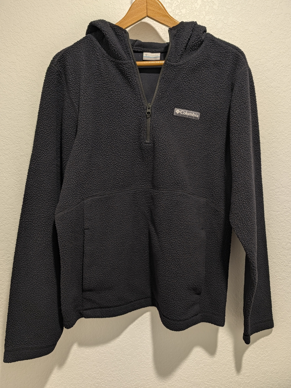 Columbia Black Half-Zip Hooded Fleece Pullover Size Small